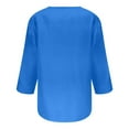 thumbnail image 4 of HAPIMO Women's Trendy Loose Basic Tops Tunic Summer Tees Solid Color 3/4 Sleeve Half Button Pullover Elegant Casual Relaxed Blouses for Teen Girls Blue L, 4 of 5