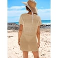 thumbnail image 5 of DAKIMOE Women Swimsuit Cover Up Crochet Summer Outfits Swimwear Short Sleeve Knit Bathing Suit Cover UP Beach Dress, 5 of 7