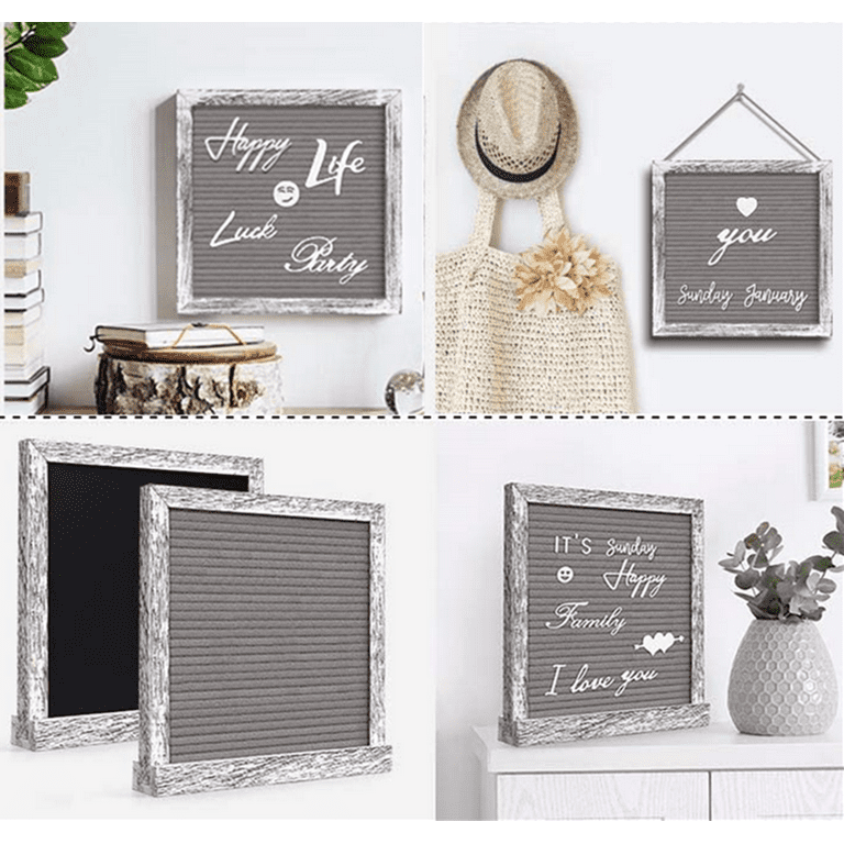 White Felt Letter Board 10x10 Inches 746 Letters Pre-Cut Black Letters.  Changeable Letter Board with Stand Easel Changeable Message Board with  Letters