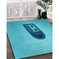 thumbnail image 3 of Ahgly Tapis d'Intérieur Lavable en Machine Carré Transitionnel Turquoise Foncé Vert, 5 Pieds Carré, 3 of 7