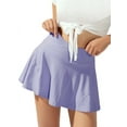 thumbnail image 2 of Kids High Waist Solid Color Yoga Pants Girls Sport Tennis Skirt With Shorts, 2 of 3