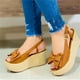 thumbnail image 1 of Zapatos informales con punta abierta y lazo para mujer, sandalias de cuña con plataforma sólida y cómoda Wmkox8yii shjk6363, 1 of 4