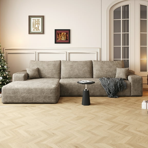 MAYEERTY 107" Cloud Sectional Couch Modern Modular Sofa for Living Room No Assembly Required, Camel