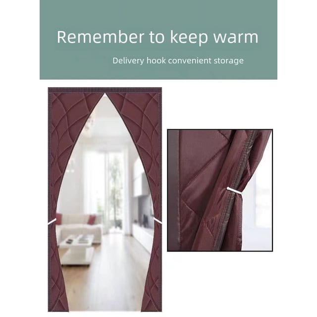Cortina de puerta de algodón grueso y cálido para invierno, sin perforaciones, con aislamiento acústico, para el hogar, para parabrisas, resistente al frío, resistente al viento, con aislamiento