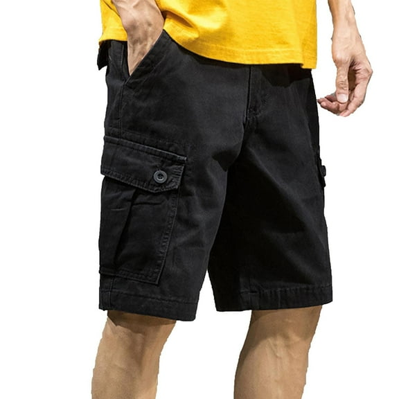 WRKEKC Mens Casual Shorts 100 Percent Cotton 5-Inch Shorts Thin Straight Leg Multiple Pockets Cargo Shorts with Relaxed Fit