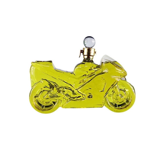 TIELUTT Motorcycle Shaped Glass Craft Bottle for Liquor Whisky Transparent Set Cup with Lid Leopard Waiter Corkscrew Opener Stemless Glasses Set 4 Cup with Lid Funny