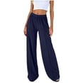 thumbnail image 2 of MYAOYI Pant for Women no boundarie High Waist Wide Leg Pants Elastic Waist Front Seam Loose Casual, 2 of 6