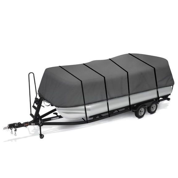 NEH Trailerable Pontoon Boat Cover, Multi-Year Use w/ Marine Grade 600 Denier Fabric, Pontoon Storage Covers - Includes Storage Bag, Adjustable Side Straps - Fits Length 17' 18' 19' - Beam Width 96"