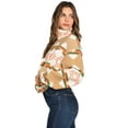 thumbnail image 3 of Love Tree Women's Juniors Cozy Soft Sherpa Printed Cropped Jacket (Khaki, Large), 3 of 4