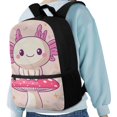 thumbnail image 4 of HUIACONG Pink Mushroom Axolotl Kids Backpack for Back to School Ergonomic Adjustable Straps Water Resistant Large Capacity for Students 6‑18 Daily Use, 4 of 6