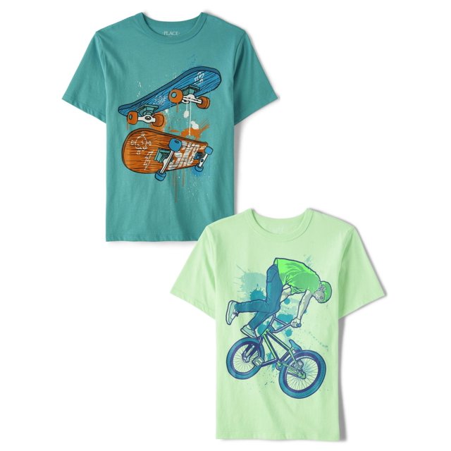 Camiseta The Children's Place de manga corta, 2 unidades, para ciclismo y patineta