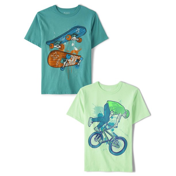 Camiseta The Children's Place de manga corta, 2 unidades, para ciclismo y patineta