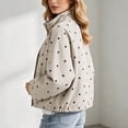 thumbnail image 6 of Maqroz Womens Polka Dot Jackets Long Sleeve Full Zip Up Stand Collar Coat Lightweight Fall Casual Daily Fashion Windbreaker Outerwear with Pockets, 6 of 7