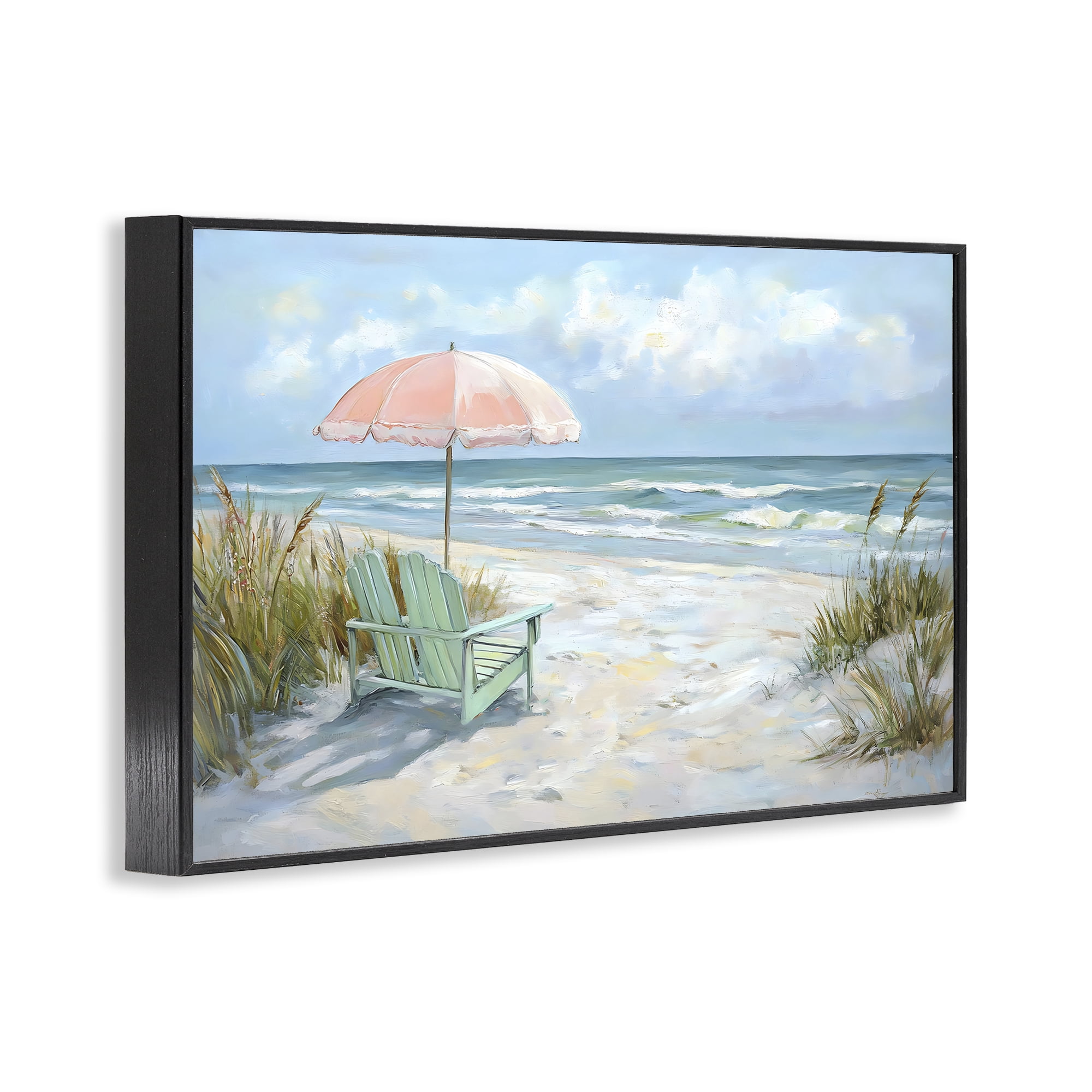 Stupell Industries Seaside Chair & Pink Umbrella Black Framed Giclee Art, design by Creative Studio