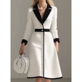 thumbnail image 5 of Women'S Colorblock V-Neck Blazer Dress - Long Sleeve Buttoned Party Outfit Black & White XXL, 5 of 8