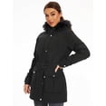 thumbnail image 6 of Women's Parka Coat Hooded Warm Parka Jacket Long Winter Coat with Fleece Lined (Black, Small), 6 of 8