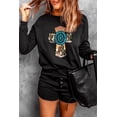 thumbnail image 2 of ABPHQTO Conjunto de dos piezas de top y shorts con estampado de cruces y estampado occidental negro para mujer, 2 of 5