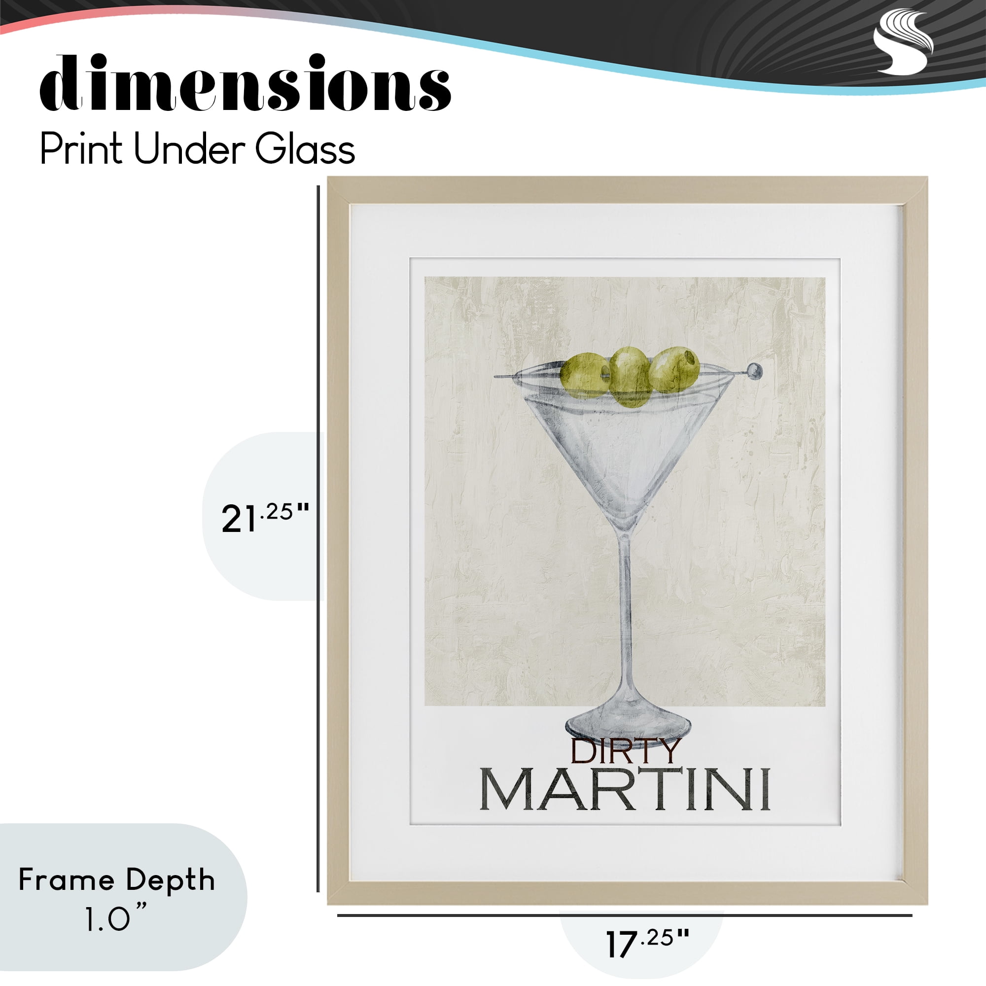 Stupell Industries Dirty Martini Olives Birch Framed Print Under Glass, design by Kim Allen