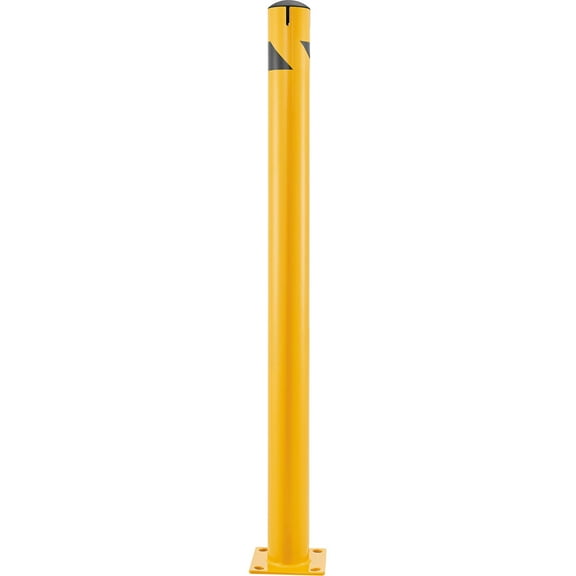 Global Industrial Steel Bollard w/Chain Slots & Removable Cap, 4-1/2"Dia. x 60"H, Yellow