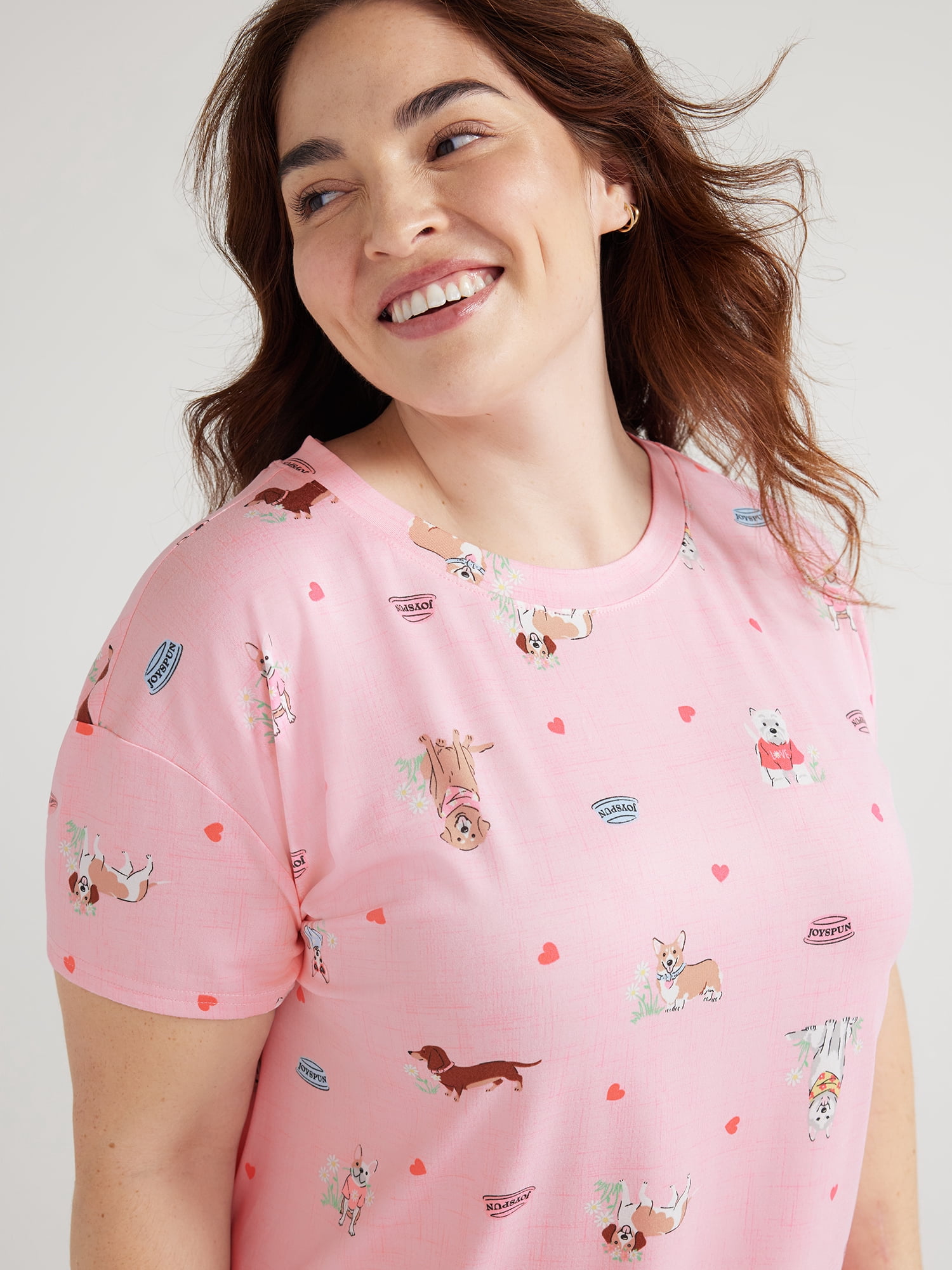 Joyspun Women's Short Sleeve Sleepshirt, Sizes S to 3X