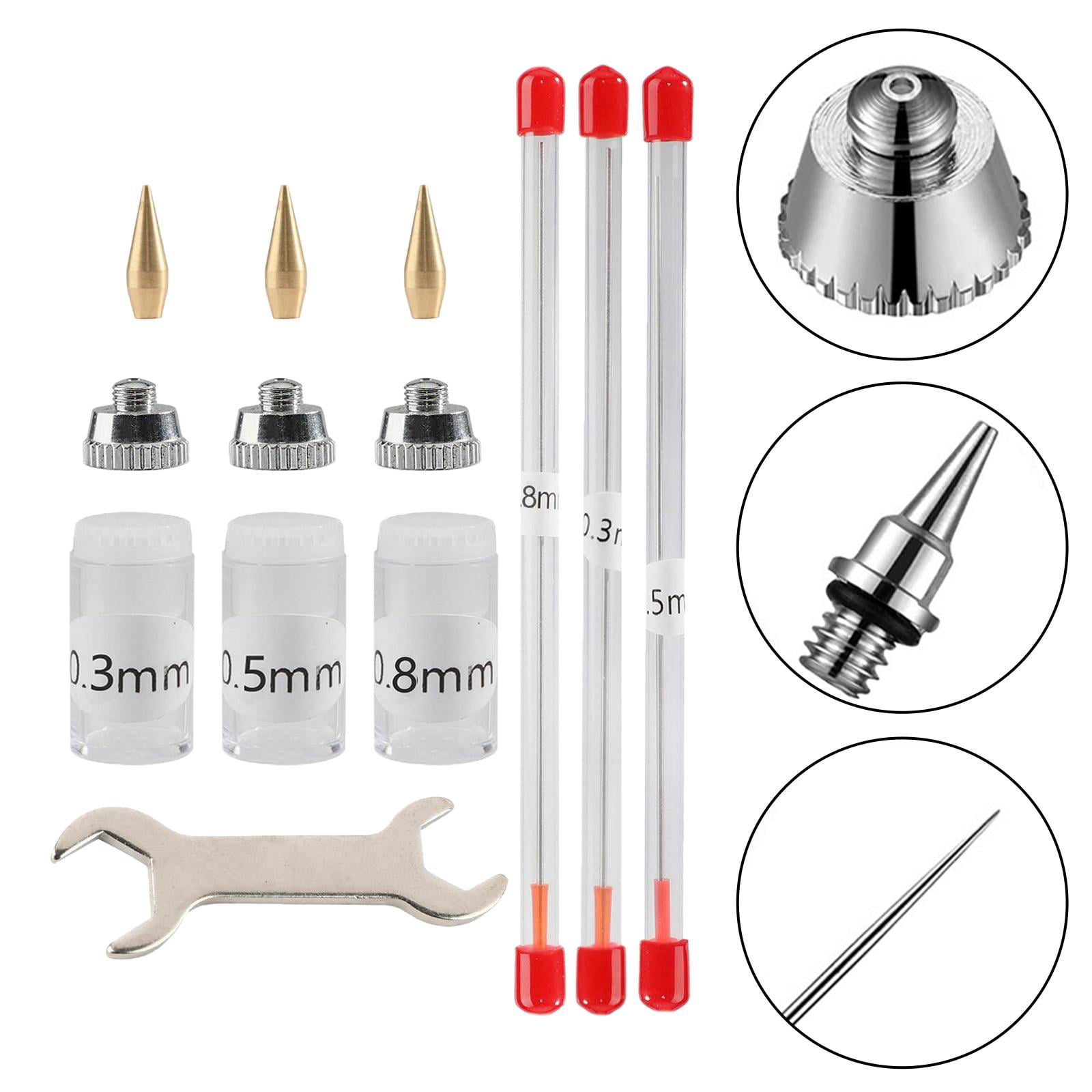 21 Pieces Airbrush Nozzle Cap Kit Airbrush Needle Replacement Parts  Airbrush Needles with Wrench and Airbrush Cleaning Kit Replacement Part for  Airbrush Sprayer Accessories 0.2/0.3/0.5 mm