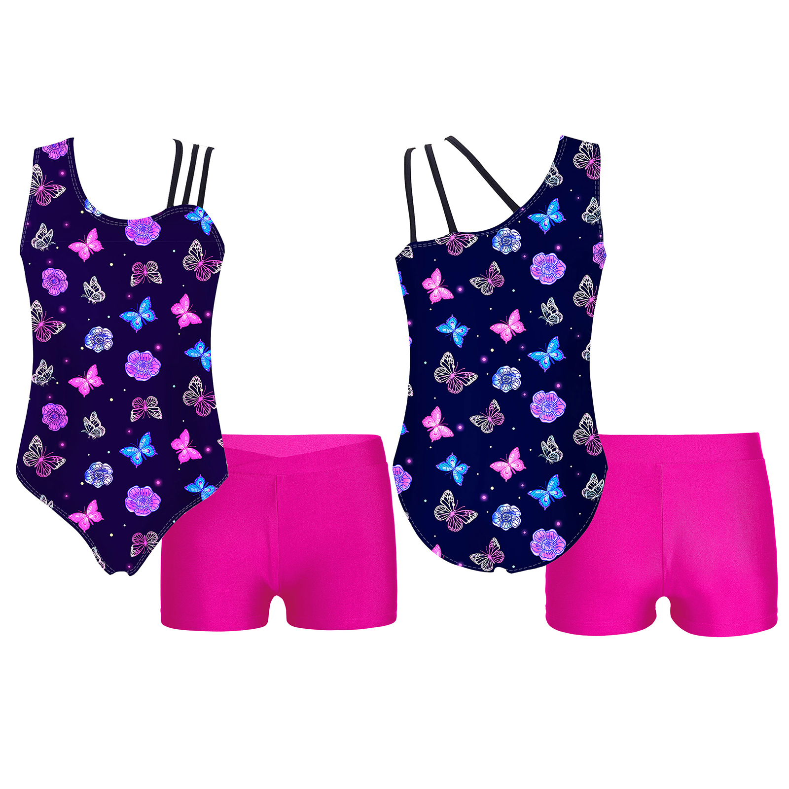 Ensemble Justaucorps De Danse 3 Pièces Pour Fille - Avec Short Et Bandeau (5-16 Ans, Manches Longues, Strass)