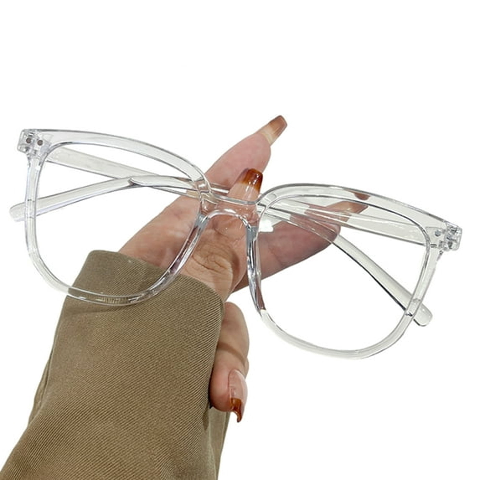 GJX Unisex Blue Light Blocking Glasses Retro Large Oval Frame Clear View Strong Hinge with Brim Eye Protection Clear Bluelight Glasses