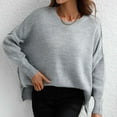 thumbnail image 5 of Fesfesfes Women Sweater Tops V-neck Loose Knitting Sweater Casual Solid Color Long Sleeve Tops Clearance Under $10, 5 of 8