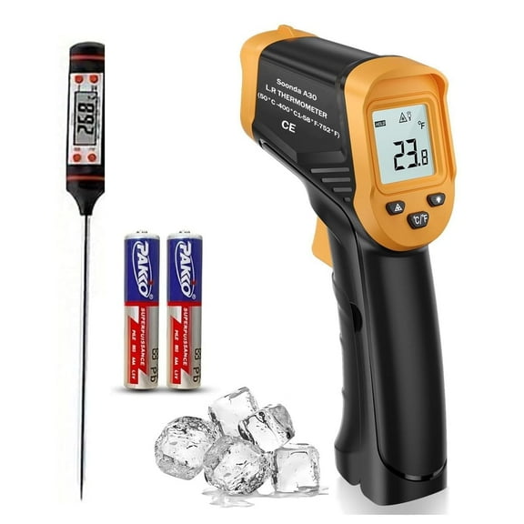 Infrared Thermometer Gun, Digital Laser Temperature Meter -37°F~752°F (-32°C~400°C) IR Temperature Gun (Not for Humans) Ideal for Cooking, Frying, Kitchen, Barbecue, Meat, Sugar, Freezer