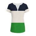 thumbnail image 4 of CYMMPU Women's Short Sleeve Shirts Zipper Color Block V Neck Tunic Tops Casual Blouse Summer Fashion T-Shirts Army Green M, 4 of 6