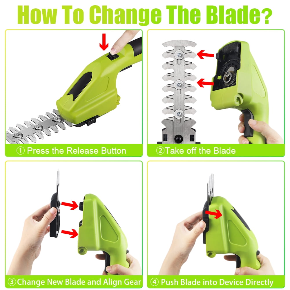 G PEH Cordless Grass Shears, 2 in 1 Electric Mini Hedge Trimmer Cordless, Handheld Grass Hedge Cutter Clippers, Battery Operated Weed Hedge Trimmer