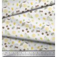 thumbnail image 3 of Soimoi White Rayon Crepe Fabric Tea Bag,Star Anise & Lemon Slice Vegetable Decor Fabric Printed Yard 46 Inch Wide, 3 of 3