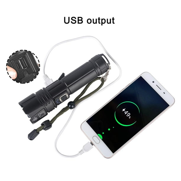 Linterna LED perfecl táctica USB recargable súper brillante Resistente 3 modos 1x26650