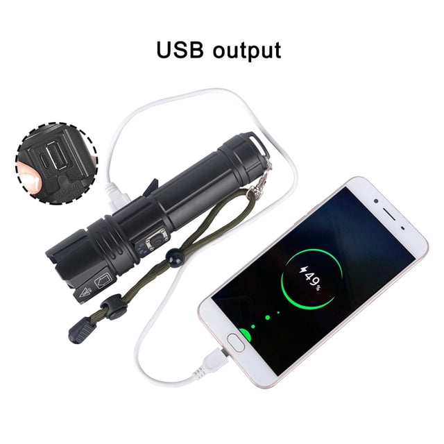 Linterna LED perfecl táctica USB recargable súper brillante Resistente 3 modos 1x26650