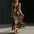 thumbnail image 7 of Guieoi Summer Dresses for Women Plus Size for Beach Vacation Floral Printed Flowy Casual Midi Dress Sleeveless V-neck Multicolor L, 7 of 7