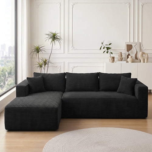 105" Sectional Couches for Living Room Cloud Couch Sofa with L-Shape Upholstered Boneless Couchs Modern Modular Sectional Couch with Chaise 