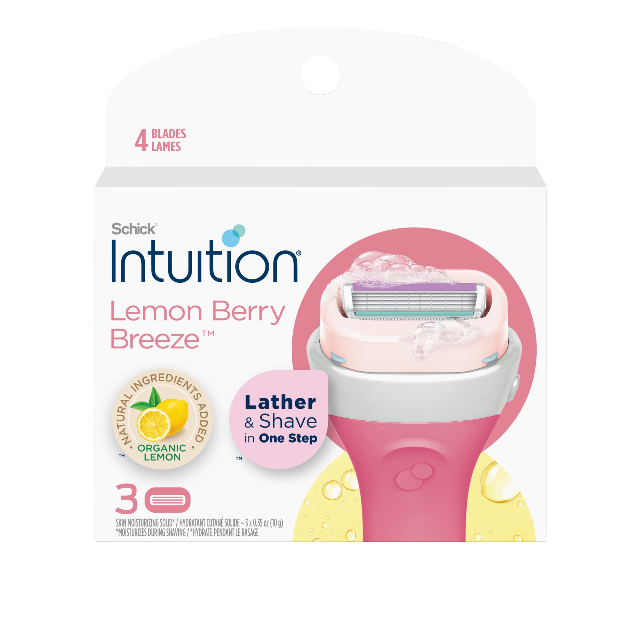 (6 pack) Schick Intuition 4-Blade Lemon Berry Breeze Womens Razor Cartridge Refills, 3 Ct
