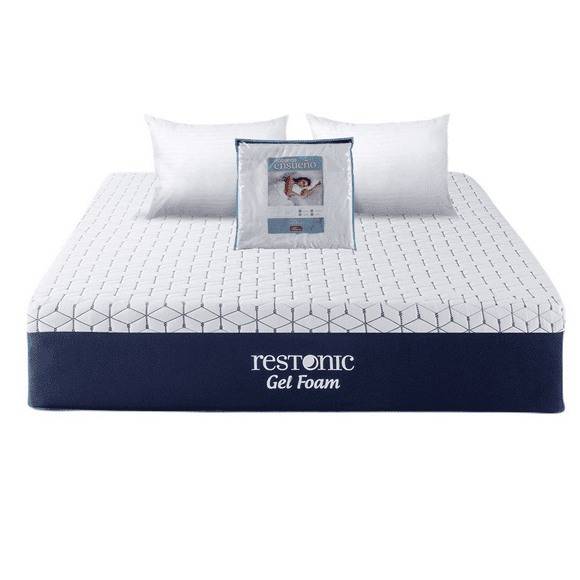 Colchón Gel Foam Restonic King Size + 2 almohadas SC + Juego de Sabanas Ensueño Gel Foam