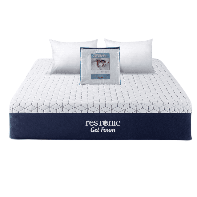 Colchón Gel Foam Restonic King Size + 2 almohadas SC + Juego de Sabanas Ensueño Gel Foam