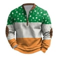 thumbnail image 1 of Penkiiy Día de San Patricio de hombre 1/4 Sweatshirt de cuello cremallera Shamrock camisa irlandesa de manga larga 3XL Multicolor, 1 of 4