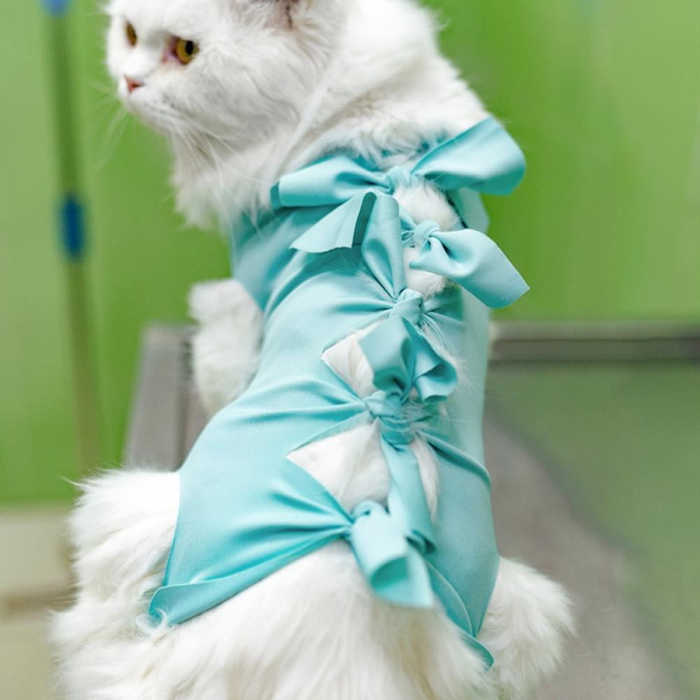 Elastic Professional Surgical Bandage Shirt Costume for Puppy Kitten Neutered/Abdominal Wound/Skin Damage/Weaning Pet Cone E-Collar Alternative PUMYPOREITY Cat Recovery Suit After Surgery 