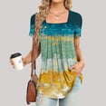 thumbnail image 2 of Pompotops Femmes Mode Imprimé Casual V-Cou Manches Courtes T-Shirt Chemisier Tops, 2 of 6
