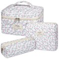 thumbnail image 1 of Bolsa de maquillaje Senbowe Floral, 3 unidades, tamaño grande, acolchada, de algodón, 1 of 8