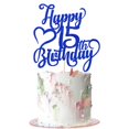 thumbnail image 1 of Topper para pastel AROKIPPRY azul con brillo Feliz 15.º cumpleaños, 1 of 8