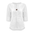 thumbnail image 2 of Womens Tops Linen V Neck Half Sleeve Button Up Loose Summer Tops, 2 of 4