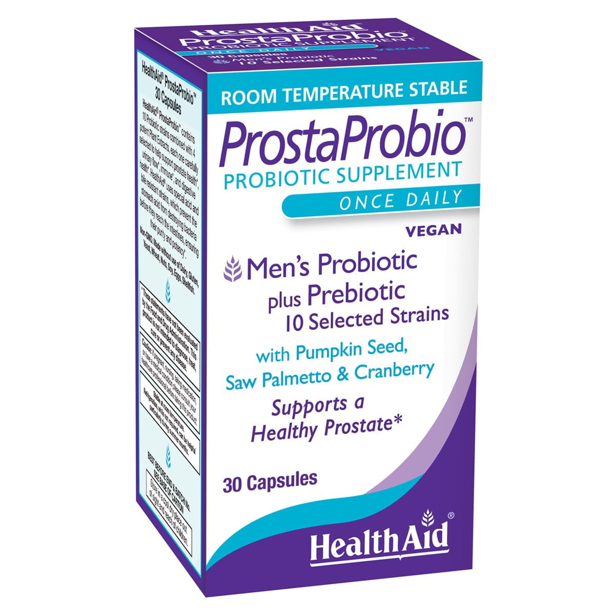 HealthAid ProstaProbio, Men's Probiotic 40 Billion CFU plus Prebiotic, Health Prostate Support*, 30 Vegan Capsules
