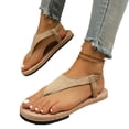 thumbnail image 6 of Domzle Womens Flat Sandals Arch Support Dressy Elastic Slingback Slip On Comfortable Cushioned Summer Walking Work Shoes, Flip Flops Beige 7 Wide, 6 of 6