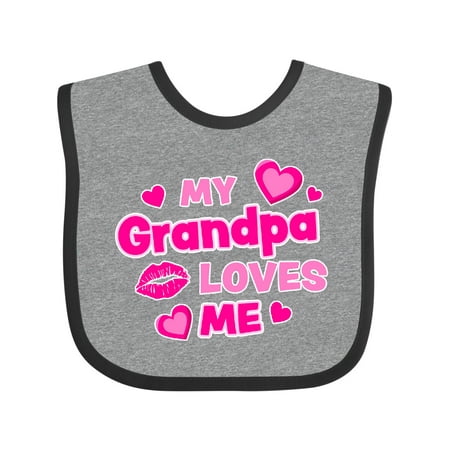 Inktastic My Grandpa Loves Me with Hearts and Kiss Boys or Girls Baby Bib