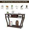 thumbnail image 5 of Costway Modern Sofa Accent Table with Drawer Entryway Hallway Hall Brown, 5 of 11