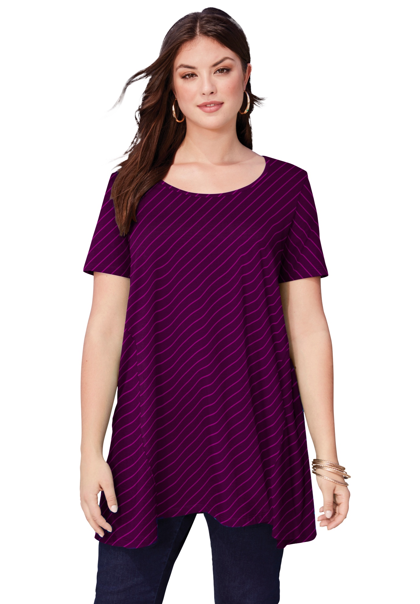 Roaman's Women's Plus Size Scoopneck Swing Ultimate Tunic Long Shirt